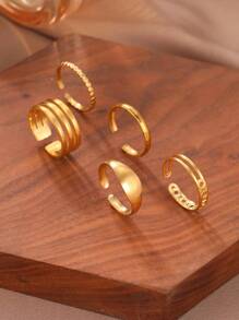 Aomogo Adjustable Stainless Steel Ring Set For Women, Knuckle Rings, Thumb Rings, Suitable For Teenage Girls - Gold - View 6