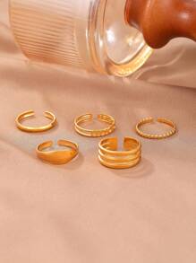 Aomogo Adjustable Stainless Steel Ring Set For Women, Knuckle Rings, Thumb Rings, Suitable For Teenage Girls - Gold - View 4