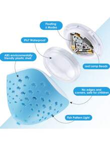 漂浮游泳池燈,魚紋1入組彩色變換游泳池燈水下漂浮,4種顏色2種模式,發光熱水浴缸池裝飾玩具(需3aaa電池,不含) - 彩色 - 查看 8