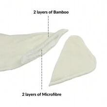 Littles & Bloomz 10入組嬰兒布尿布插墊可重複使用可洗的竹纖維快速吸水墊,4層 - 米色 - 查看 3