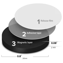 25 件/包圆形软磁片，橡胶磁条，圆形自粘磁点，磁条，软磁点，适用于冰箱贴 DIY / 10 件/包圆形磁铁最佳礼物 - 黑色 - 查看 3