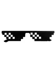 1 Stück modische, witzige Mosaik-Pixel-Zensur-Stil Brille, Anime/Cosplay Geburtstagsgeschenk, Mode-Accessoire für Bühnenshows, Halloween, Strandaccessoire für Frauen, Sonnenbrillen, Basics für Herbst-Winter-Outfits, Geschäftskleidung, Lässig Geschenke - Schwarz - Übersicht 1