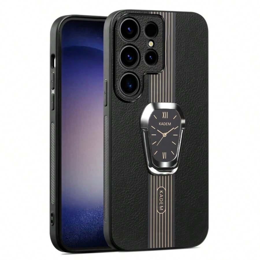 1個具有精細紋理和隱形支架環的tpu殼,防刮和防墜,與三星,iphone,小米,一加等兼容 - 黑色 - 查看 1