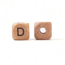 10-26 件 12 毫米带钻孔英文字母的山毛榉木珠子，DIY 首字母珠子