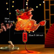 2pcs/Set Glowing Pvc Handheld Lantern - Dragon & Goldfish Shaped - Red - View 3