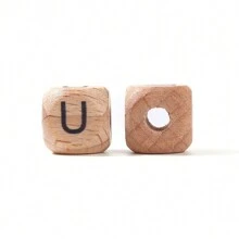 10-26 件 12 毫米带钻孔英文字母的山毛榉木珠子，DIY 首字母珠子