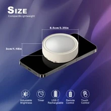 無線1500mah可充電led 3/6個薄餅形壁櫥燈,遙控器,磁性安裝,適用於廚房、櫥櫃、展示櫃 - 白色 - 查看 4