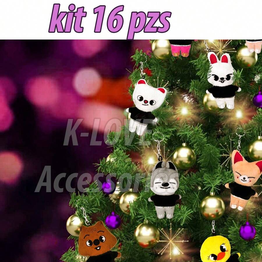 Stray Christmas Skzoo Kit 16 Pcs Plush Pendants Decoration - Multicolor - View 1
