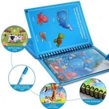1pc Magical Water Drawing Book, Magic Water Coloring Book, Water Doodle Book With Pen For Kids - Improving Children's Color Ability, Preschool Learning, Busy Book - Baby Blue - View 6