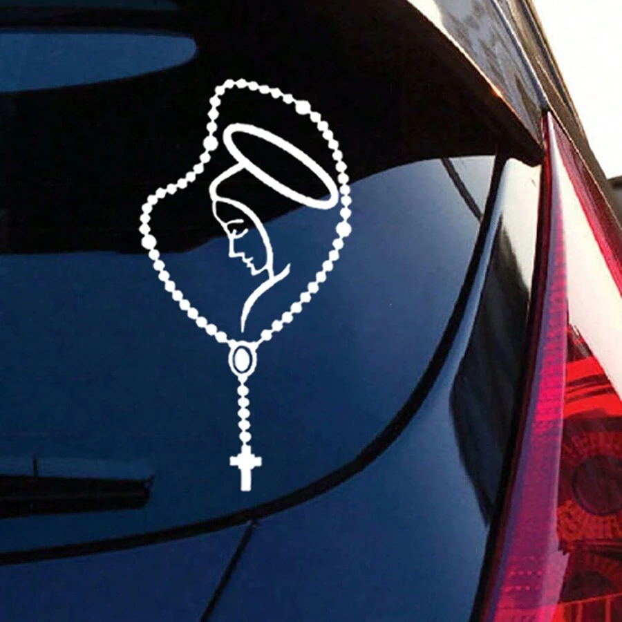 1pc Personalized Virgin Mary Car Sticker - White - View 1