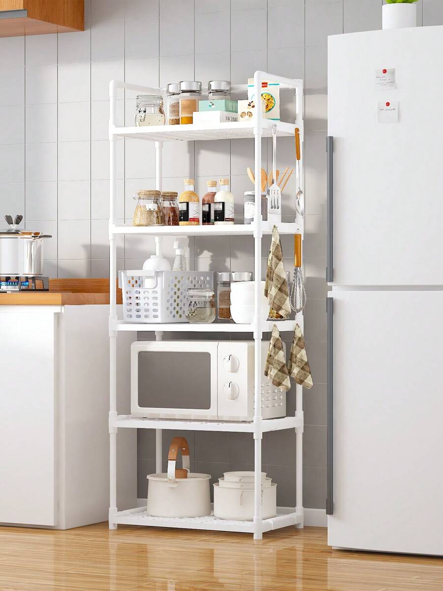 五層大容量廚衛多功能落地置物架 - 白色 - 查看 1