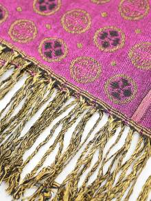 1pc Ladies' Multicolored Printed Jacquard Fringe Scarf Shawl, Suitable For Daily Commute And Outdoor - Hot Pink - View 6