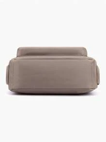 休閒純色捲邊肩帶包,全配對拉鍊肩背包,女性通勤多功能包 - 棕色 - 查看 10