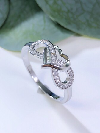 1pc Fashionable Exquisite Infinity Symbol & Heart Shaped Ring For Women, Surprise Gift For Valentine's Day & Mother's Day Valentines