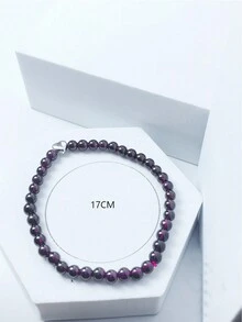 2 件裝 925 銀石榴石組合精緻手鍊項鍊套裝,適合女士日常通勤,秋冬珠寶禮物 - 手鍊 - 查看 4