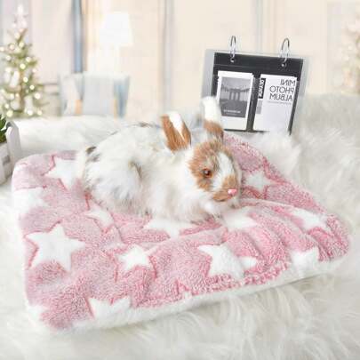 1pc Thickened Warm Coral Fleece Washable Bedding Pad For Hamster, Rabbit, Mouse, Hedgehog, Etc.