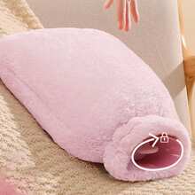 1入組毛絨保溫瓶套充電暖水袋套,500毫升容量,毛茸茸暖腳暖水袋 - 粉色 - 查看 2