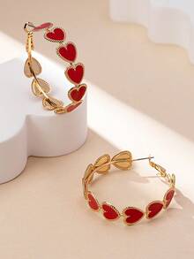 1副歐美時尚&誇張淑女&可愛金色漸變油滴心形大圈墜耳環,適合女性日常佩戴&送禮&珠寶配件 - 耳環 - 查看 2