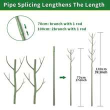 6 PCS 27.5" Detachable Twig Plant Support Stakes Set, Blends In To Plant, Branch Plant Sticks With Orchid Clips Twist Plant Ties, Twig Trellis For Indoor Outdoor Plants Potted Plants Flower - Green - View 5