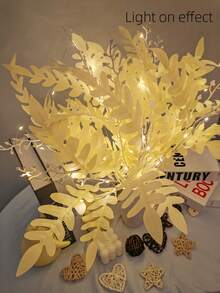 1入組金合歡葉led燈,樹葉和花朵適用於婚禮家居房間裝飾,diy仿真植物搭配節日佈置 - 黃色 - 查看 2