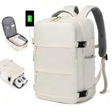 CsaxeKecna 15.6-Inch Large Capacity Waterproof Laptop Backpack Multi Compartment Men's And Women's Backpack - Very Suitable For Business Travel And University       Travel Party Gifts - White - View 2