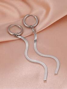 1對不鏽鋼人工珍珠、水晶鑲嵌、星星、月亮、鐵錨、雪花、音符、星球吊墜耳環，優雅迷人的女士聖誕禮物 - 垂墜耳環 - 查看 4