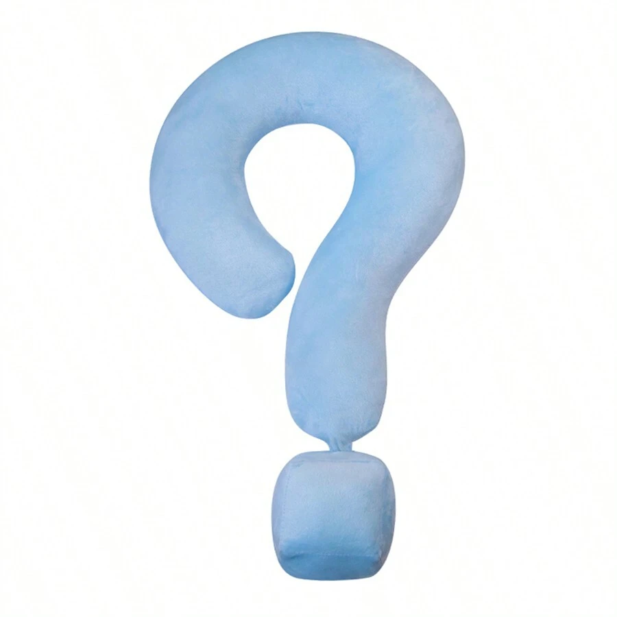 1pc Light Blue Question Mark Shaped Pillow Neck Rest, Creative Symbol Plush Toy For Sofa, Office, Living Room, Home Decor - Baby Blue - View 1