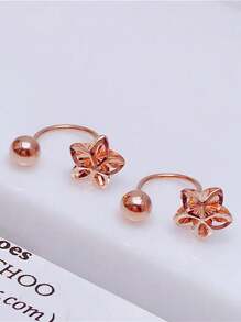 1 件時尚 5 瓣花朵形狀鏤空耳環適合女士日常佩戴 - 玫瑰金 - 查看 1