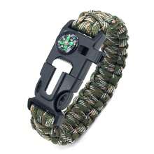 1pc Outdoor 4 In 1 Escape & Climbing Parachute Cord Bracelet With Whistle, Survival Compass, And Instructions. (No Flint Included) Camping Stuff - Multicolor - View 2