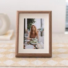 1pc Hollow 3d Wall Hanging Flower Frame Stand Wooden Wall Hanging Photo Frame With Cardboard For 5inch/7inch/a4 Picture Display - Coffee Brown - View 1