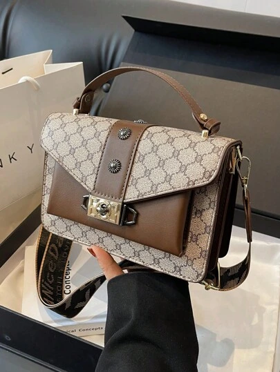 Pled Starcze przytępienie wzroku  Mały Kwadratowa torba Jak A Prezent Dla kobiet , Modny I Elegancki Podwójna warstwa Torba Skóra  Przenośny Torby Crossbody Zamek z przekręceniem , Modny I Wszechstronny , Odpowiedni Dla Damski Codzienny Podróż Używać