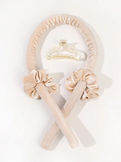 4pcs/Set Champagne Color Hair Accessories, Including Non-Hot Hair Rollers, Hair Ties, Clear Champagne Colored Hair Claws, Etc., School Stuff, Gifts, Hair Styling Tools, Hair Bands, Head Accessories,Summer,Holiday,Travel