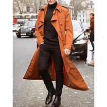 Men's Long Trench Coat - Orange - View 1