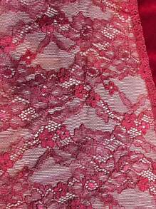 性感花邊絨面V領背心裙 - 酒紅色 - 查看 6