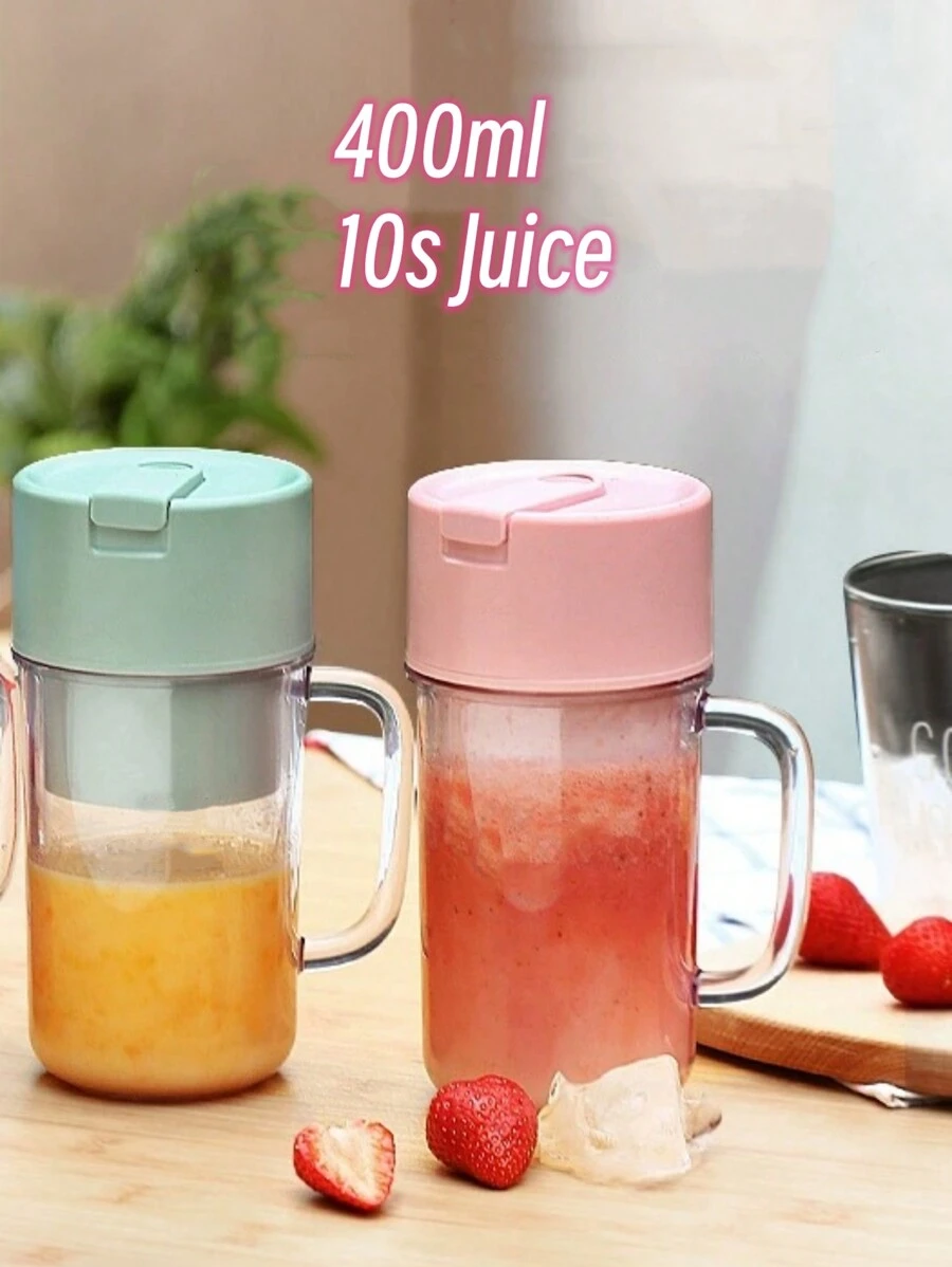 1入便攜式榨汁機,usb充電攪拌杯,家用水果榨汁機,戶外旅行隨行杯,可榨取各種水果和蔬菜汁,有粉色和綠色可選 - 粉色 - 查看 1