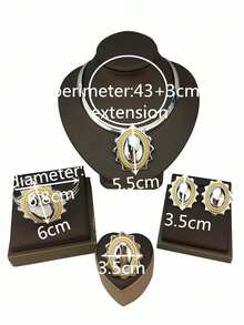 5入組高端優雅豪華銀色項鍊和耳環套裝,適用於聖誕節、感恩節、西式婚禮、吸血鬼珠寶裝飾 - 銀色 - 查看 5