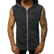 Men Zip-up Hoodies - Dark Grey - View 4