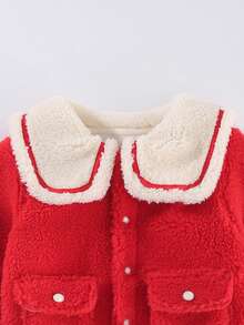 女婴撞色毛绒套装 - 紅色 - 查看 7