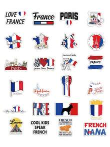 50入組法國貼紙,適用於diy手提箱,筆記本,ipad,手機殼裝飾 - 彩色 - 查看 5