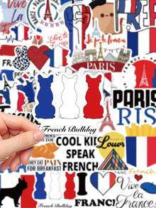 50入組法國貼紙,適用於diy手提箱,筆記本,ipad,手機殼裝飾 - 彩色 - 查看 3