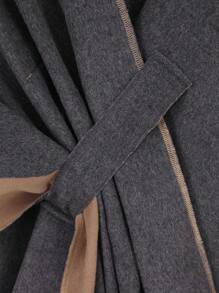 1入時尚百搭簡約款厚款雙色女式披肩 - 摩卡棕 - 查看 5