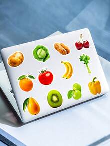 50 Piezas De Pegatinas De Frutas Y Verduras Con Dibujos Animados Con El Propósito Educativo Para Niños - Verde - Ver 10