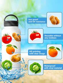 50 Piezas De Pegatinas De Frutas Y Verduras Con Dibujos Animados Con El Propósito Educativo Para Niños - Verde - Ver 6