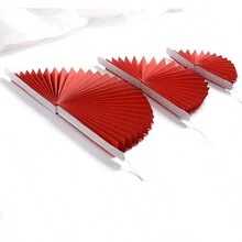 6入組/包花紋紙折扇,用作新年裝飾 - 紅色 - 查看 9