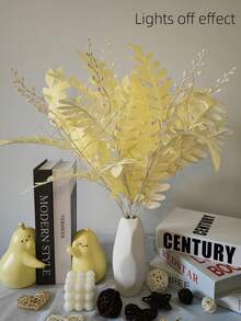 1入組金合歡葉led燈,樹葉和花朵適用於婚禮家居房間裝飾,diy仿真植物搭配節日佈置 - 黃色 - 查看 5