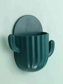 1入組仙人掌浴室配件無痕掛牆收納毛圈,化妝品收納盒 - 墨綠 - 查看 3