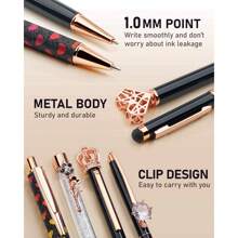 8Pcs Ballpoint Pens Set Purple Pens Set Purple Ballpoint Pen Bling In Black & Blue Metal Crystal Diamond Pen For Journaling Glitter Fancy Pens Gifts For Women Wedding Office,Suitable For Junior High School Primary School Boys And Girls College Student - 黑色 - 查看 4