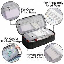 Large Pencil Case,Pencil Pouch With Zipper Compartments,Aesthetic Pencil Case For Adults,Stationery Pouch Pen Case For Office,Suitable For Junior High School Primary School Boys And Girls College Student - 黑色 - 查看 4