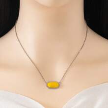 1條可愛且簡潔的多彩方形鑲嵌立方氧化鋯寶石頸鍊,非常適合家庭禮品和女性日常佩戴 - 菱形(銀) - 查看 5