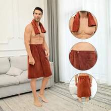 Nam Mềm mại Có thể đeo được Khăn tắm Mềm mại Có thể điều chỉnh Cao Phòng tắm Hồ bơi bờ biển SPA Tắm rửa Gương sen Che phủ Khăn tắm Với túi - Cà phê nâu - Xem 7